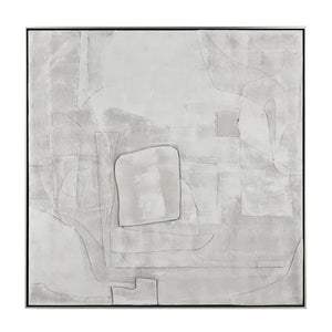 Atlas Whiten Textured Abstract Wall Art in Silver Frame – Modern Sculptural Design for Home Decor Whiten II Abstract Framed Wall Art WA11182-02