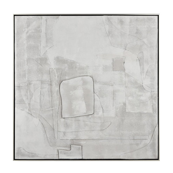 Atlas Whiten Textured Abstract Wall Art in Silver Frame – Modern Sculptural Design for Home Decor Whiten II Abstract Framed Wall Art WA11182-02