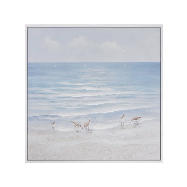 Atlas Wiggins Pass Framed Coastal Wall Art - Tranquil Beach Scene in Soft Blues & Sandy Neutrals Decor WA11183-01