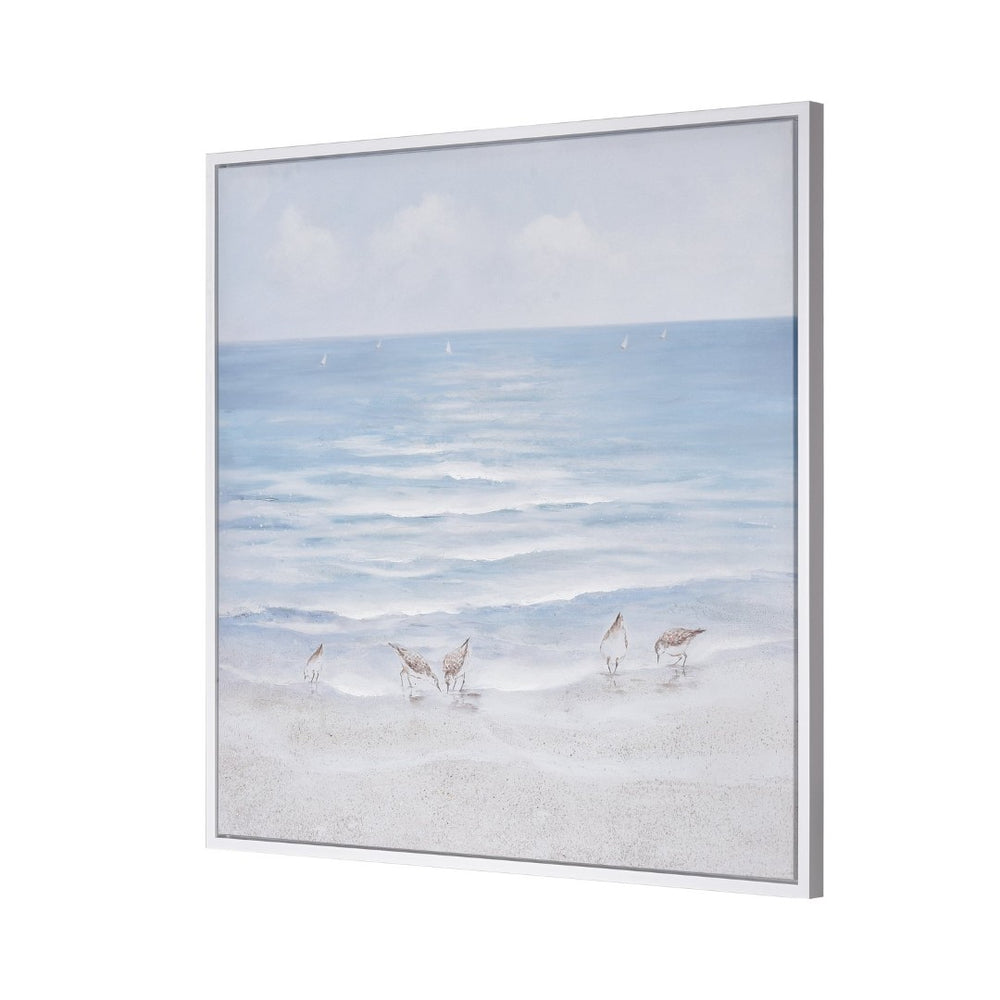 Atlas Wiggins Pass Framed Coastal Wall Art - Tranquil Beach Scene in Soft Blues & Sandy Neutrals Decor WA11183-01