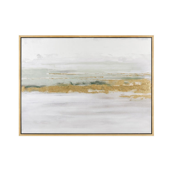 Atlas Yates Abstract Coastal Wall Art with Textured Gold Accents - Framed, Ready to Hang, 47.25" Wide WA11187-01