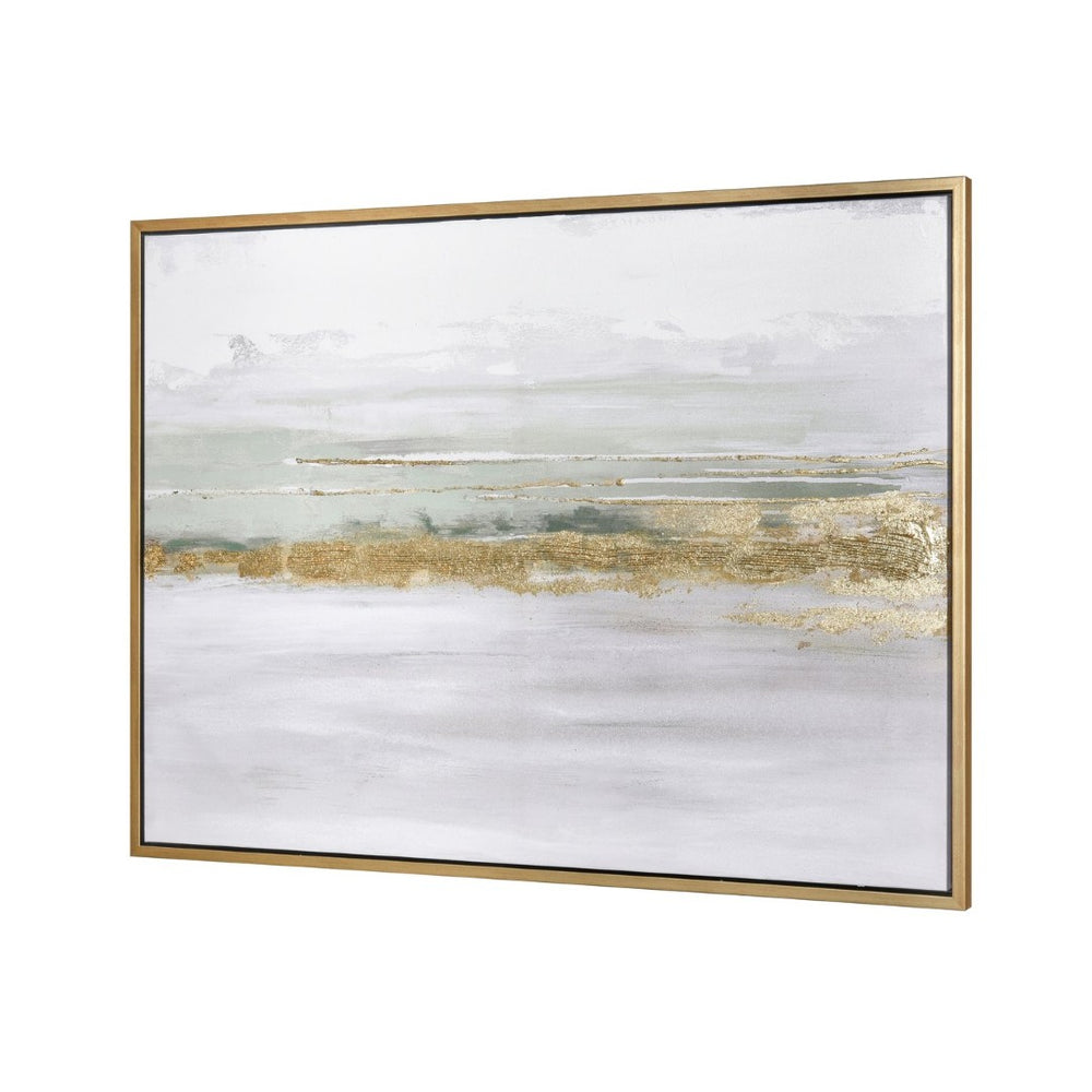 Atlas Yates Abstract Coastal Wall Art with Textured Gold Accents - Framed, Ready to Hang, 47.25" Wide WA11187-01