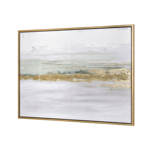 Atlas Yates Abstract Coastal Wall Art with Textured Gold Accents - Framed, Ready to Hang, 47.25" Wide WA11187-01