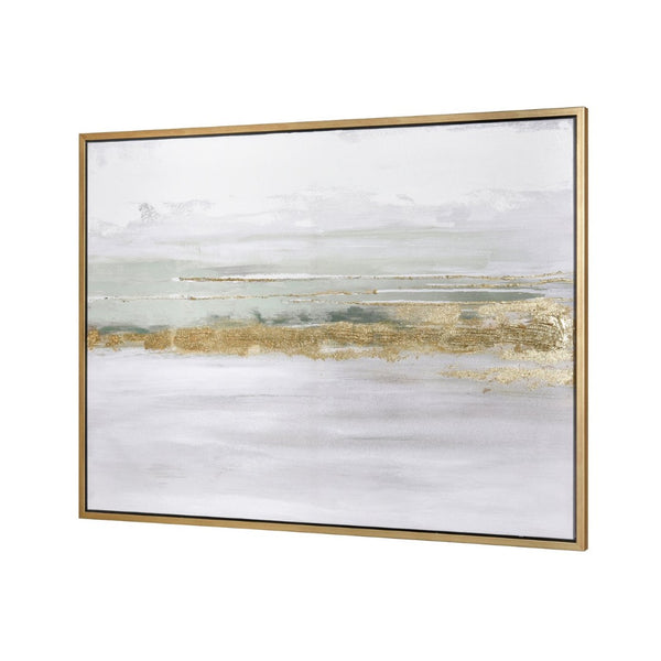 Atlas Yates Abstract Coastal Wall Art with Textured Gold Accents - Framed, Ready to Hang, 47.25" Wide WA11187-01