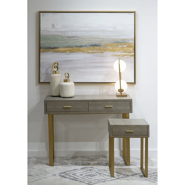 Atlas Yates Abstract Coastal Wall Art with Textured Gold Accents - Framed, Ready to Hang, 47.25" Wide WA11187-01