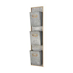 Atlas Whitepark Bay Wall Organizer - Rustic Galvanized Metal Mail Sorter with Natural Timber Frame WA11190-01