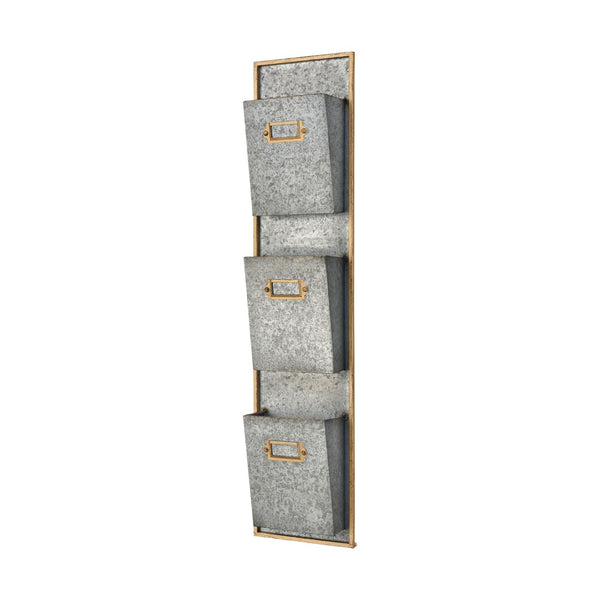Atlas Whitepark Bay Wall Organizer - Rustic Galvanized Metal Mail Sorter with Natural Timber Frame WA11190-01