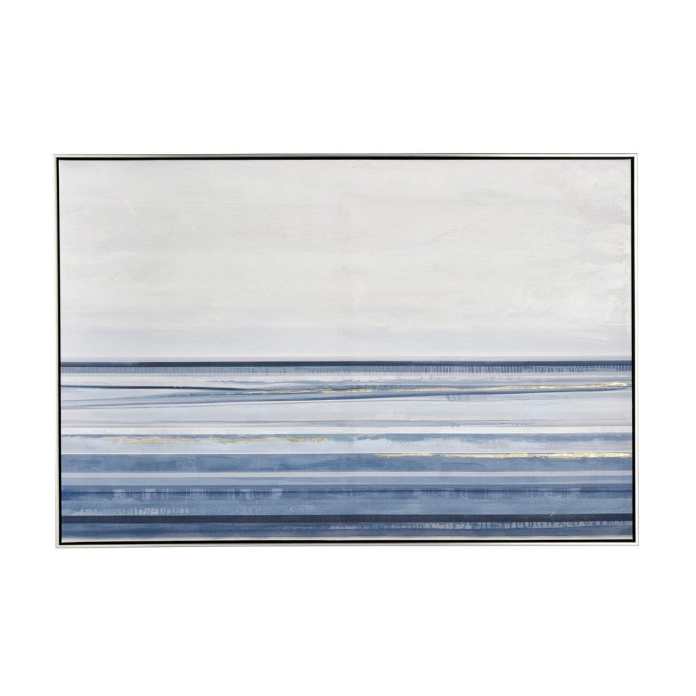 Atlas Plage Abstract Waterscape Framed Wall Art - Coastal Textured Canvas in Bold Blue Tones, 48.25"W WA11192-01