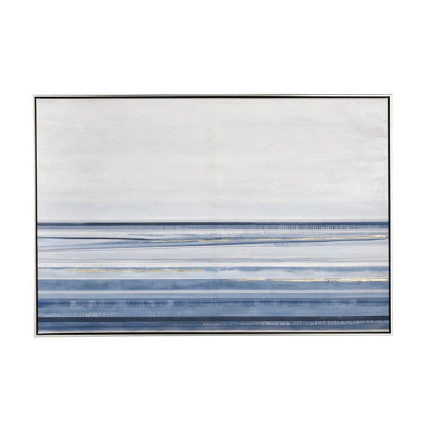 Atlas Plage Abstract Waterscape Framed Wall Art - Coastal Textured Canvas in Bold Blue Tones, 48.25"W WA11192-01