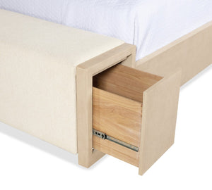 Hooker Furniture Westwood Queen Upholstered Storage Bed With Hidden Drawers, Channel Headboard, Polished Oak Finish 103.50 L x 81.00W x 68.00H 6133-90966-80