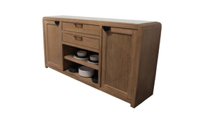 Parker House Escape - Dining 72 In. Buffet Server with Stone Top Glazed Natural Oak Natural Cane Vanilla Bean Stone Rubberwood Solids / Birch Veneers / Stone / Natural Cane DESC#72