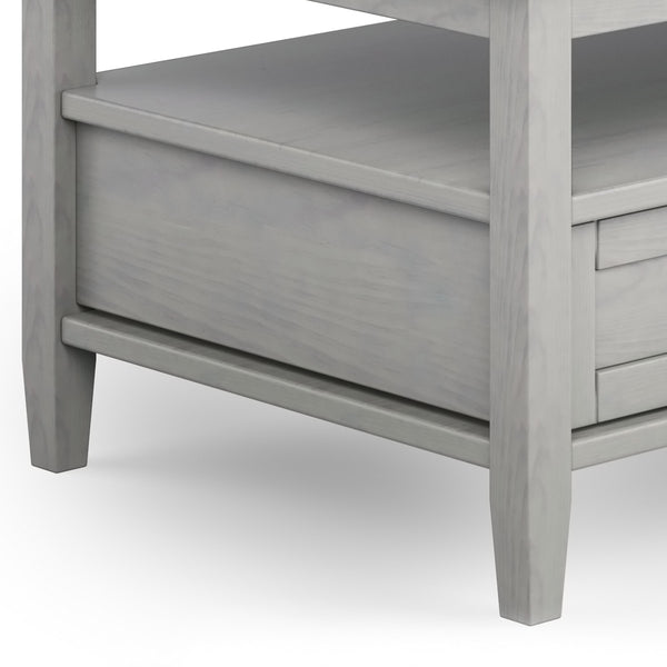 English Elm Warm Shaker Solid Wood Coffee Table 48" Fog Grey – Hand-Finished, Two Drawers, Transitional Charm B136P160677