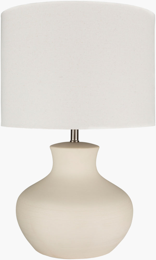 Surya Warren Elegant 27" Traditional Accent Table Lamp - Timeless Design For Living Room & Bedroom Decor Body, Cream,Finial, Metallic ,Nickel,Harp, Metallic ,Nickel,Cord, Translucent Ceramic,Linen,Cotton,Iron Wae-001