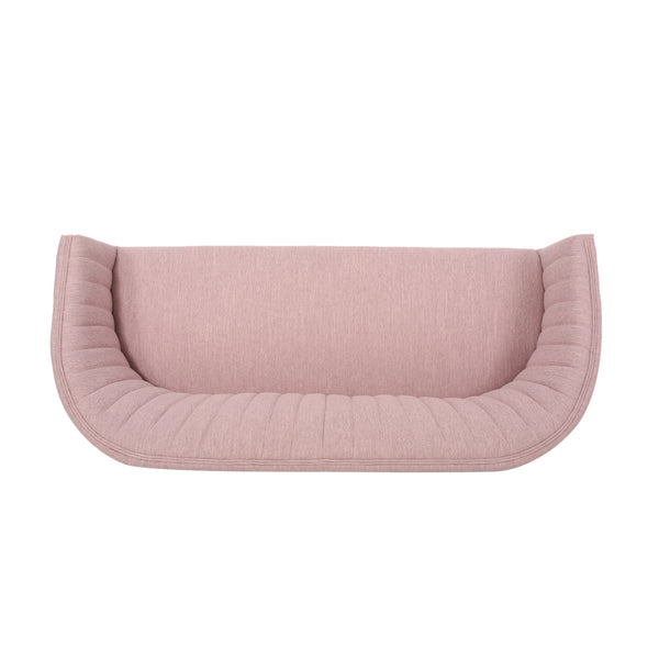 English Elm Loveseat Mid-century Modern Channel Tufted Upholstered Sofa with Rubberwood Tapered Legs 65780.00FLBLSH