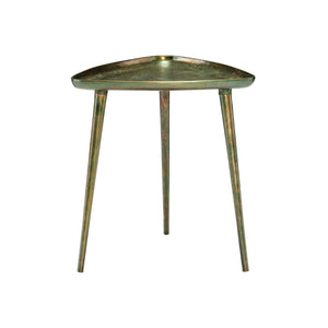 Bernhardt Bernhardt Buckley End Table — Triangular Cast Aluminum Accent, Antique Dark Brass, Raised Edges, 20"H 375166