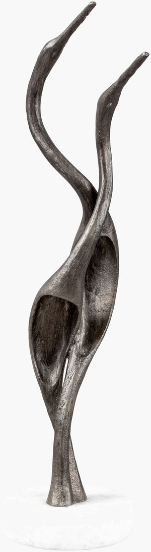 Surya Hakawai Decorative Object Accent - Minimalist Modern Metal & Marble Sculpture For Elegant Spaces Metallic ,Silver Iron,Marble Wah001-1666