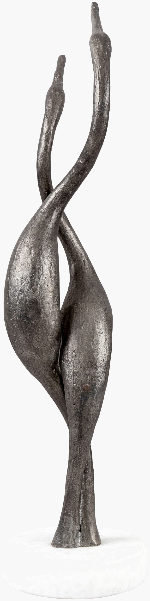 Surya Hakawai Decorative Object Accent - Minimalist Modern Metal & Marble Sculpture For Elegant Spaces Metallic ,Silver Iron,Marble Wah001-1666