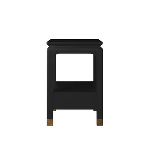A.R.T. Furniture Eave Bedside Table - Elegant Traditional Nightstand With Asian Influence In Rich Ink Finish Black Material(S), Poplar And Parawood Solids 336140-1818