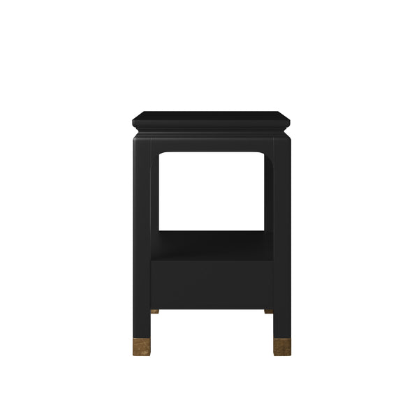 A.R.T. Furniture Eave Bedside Table - Elegant Traditional Nightstand With Asian Influence In Rich Ink Finish Black Material(S), Poplar And Parawood Solids 336140-1818