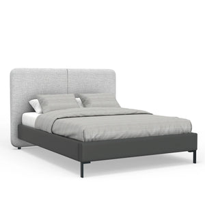 Walden Full Platform Bed Split Headboard Linen and Faux Leather Low Profile Frame