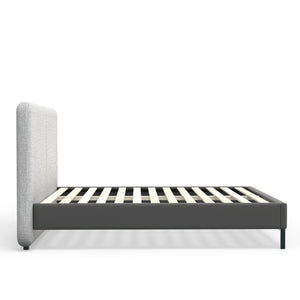 Walden Full Platform Bed Split Headboard Linen and Faux Leather Low Profile Frame