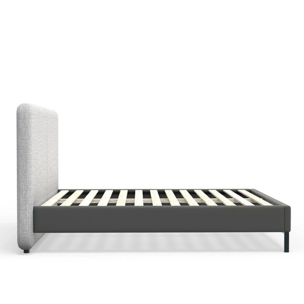 Walden Full Platform Bed Split Headboard Linen and Faux Leather Low Profile Frame