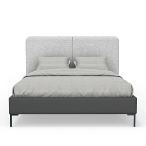 Walden Full Platform Bed Split Headboard Linen and Faux Leather Low Profile Frame