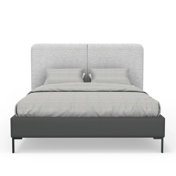 Walden Full Platform Bed Split Headboard Linen and Faux Leather Low Profile Frame