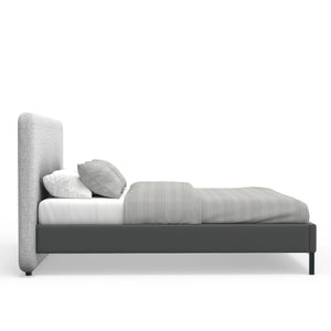 Walden Full Platform Bed Split Headboard Linen and Faux Leather Low Profile Frame
