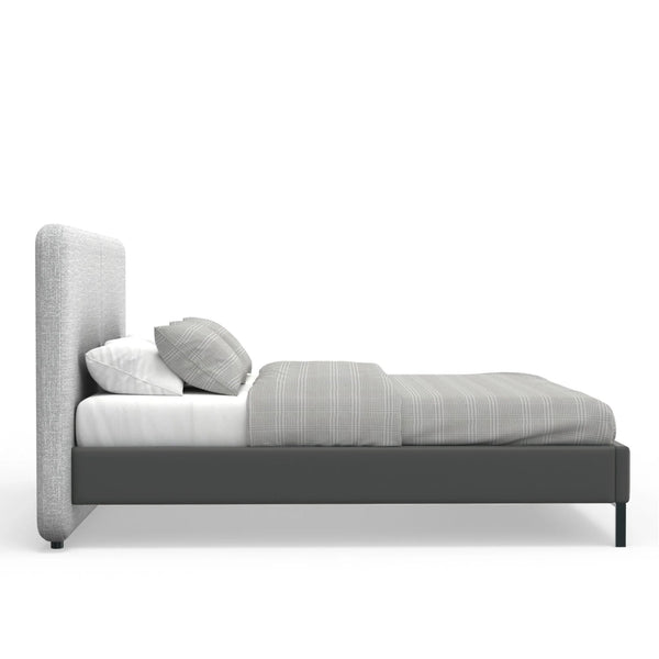 Walden Full Platform Bed Split Headboard Linen and Faux Leather Low Profile Frame