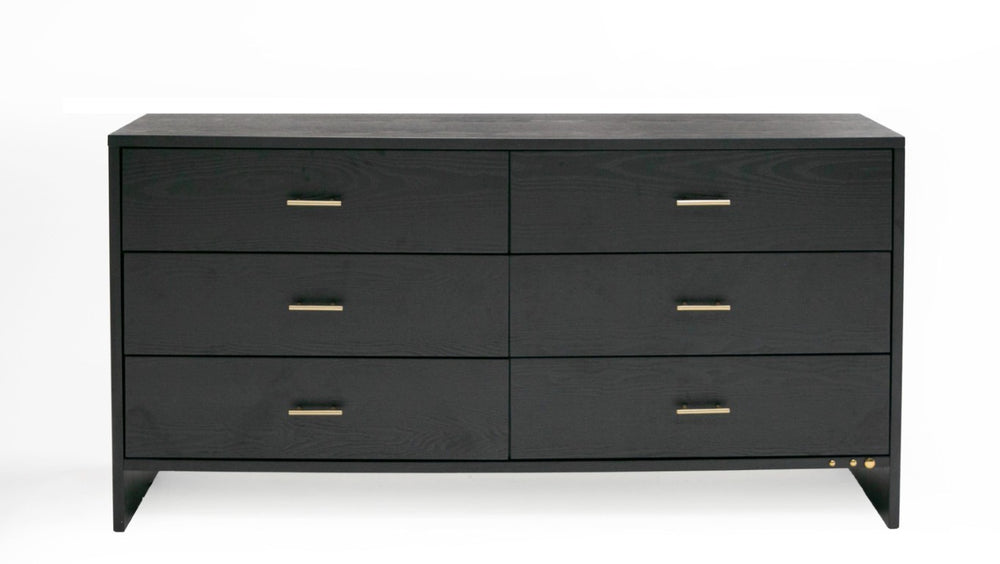 VIG Furniture Wales Modern Grey Ash Dresser With 6 Soft-Close Drawers, Brass Accents, No Assembly Needed — Sleek Contemporary Storage VGVCJ8910-D