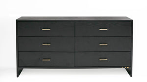 VIG Furniture Wales Modern Grey Ash Dresser With 6 Soft-Close Drawers, Brass Accents, No Assembly Needed — Sleek Contemporary Storage VGVCJ8910-D