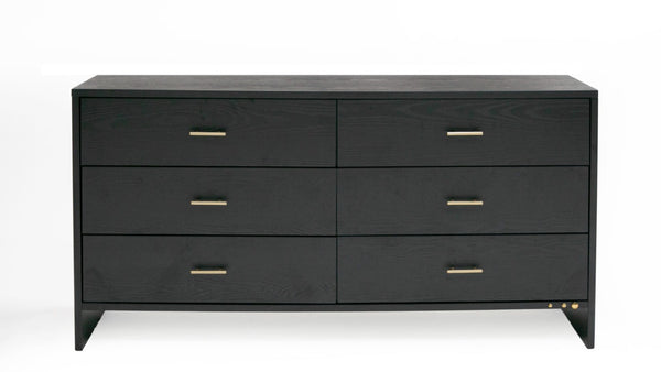 VIG Furniture Wales Modern Grey Ash Dresser With 6 Soft-Close Drawers, Brass Accents, No Assembly Needed — Sleek Contemporary Storage VGVCJ8910-D