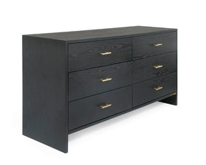 VIG Furniture Wales Modern Grey Ash Dresser With 6 Soft-Close Drawers, Brass Accents, No Assembly Needed — Sleek Contemporary Storage VGVCJ8910-D