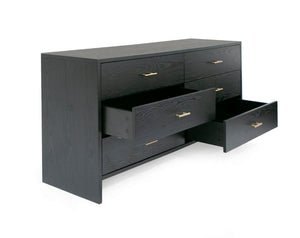 VIG Furniture Wales Modern Grey Ash Dresser With 6 Soft-Close Drawers, Brass Accents, No Assembly Needed — Sleek Contemporary Storage VGVCJ8910-D