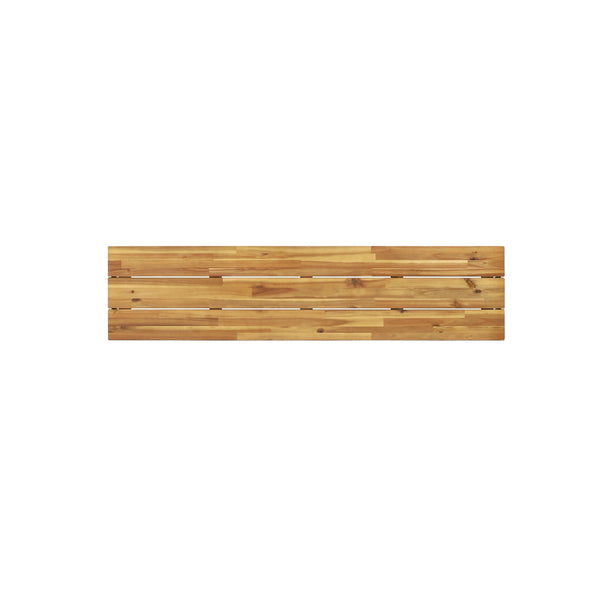 English Elm Lindsey Outdoor Acacia Wood Slat Bench with Metal Base for Patio and Garden Spaces 71986.00