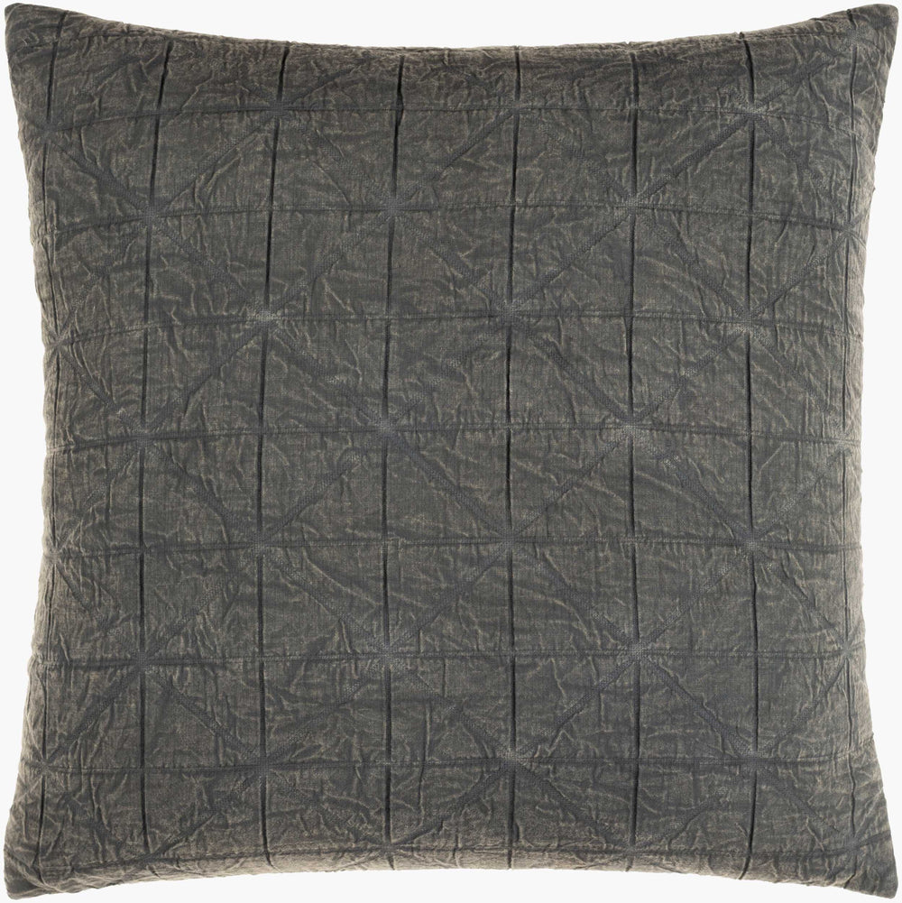 Surya Winona 18"L X 18"W Cozy Cotton Accent Pillow For Rustic Elegance In Living Room Or Bedroom Decor Charcoal Cotton,Cotton Wao002-1818