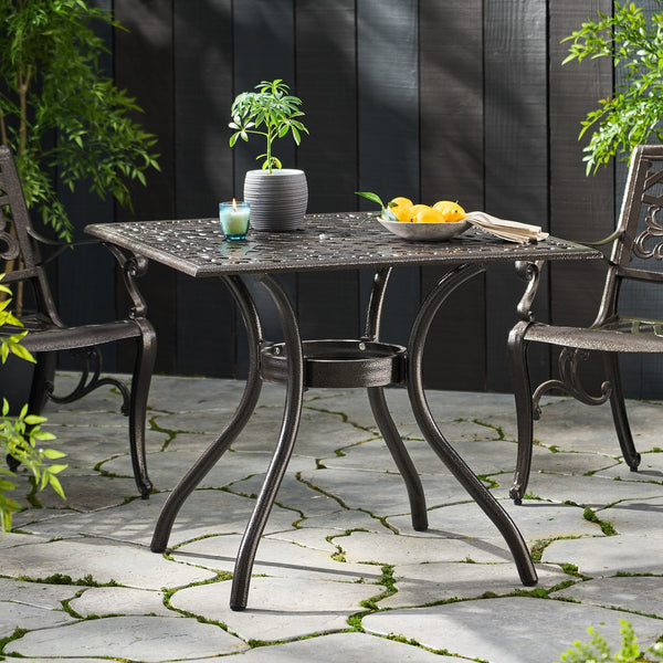 English Elm Christopher Knight Home® - PHOENIX Beaufort Square Table Bronze Aluminum Patio Outdoor Cast Aluminum Hammered Finish Durable 57703.00