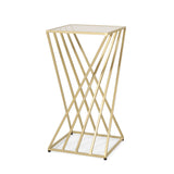 Christopher Knight Home® - Noble House - Wadleigh Modern Glam Glass Top End Table, Champagne Gold