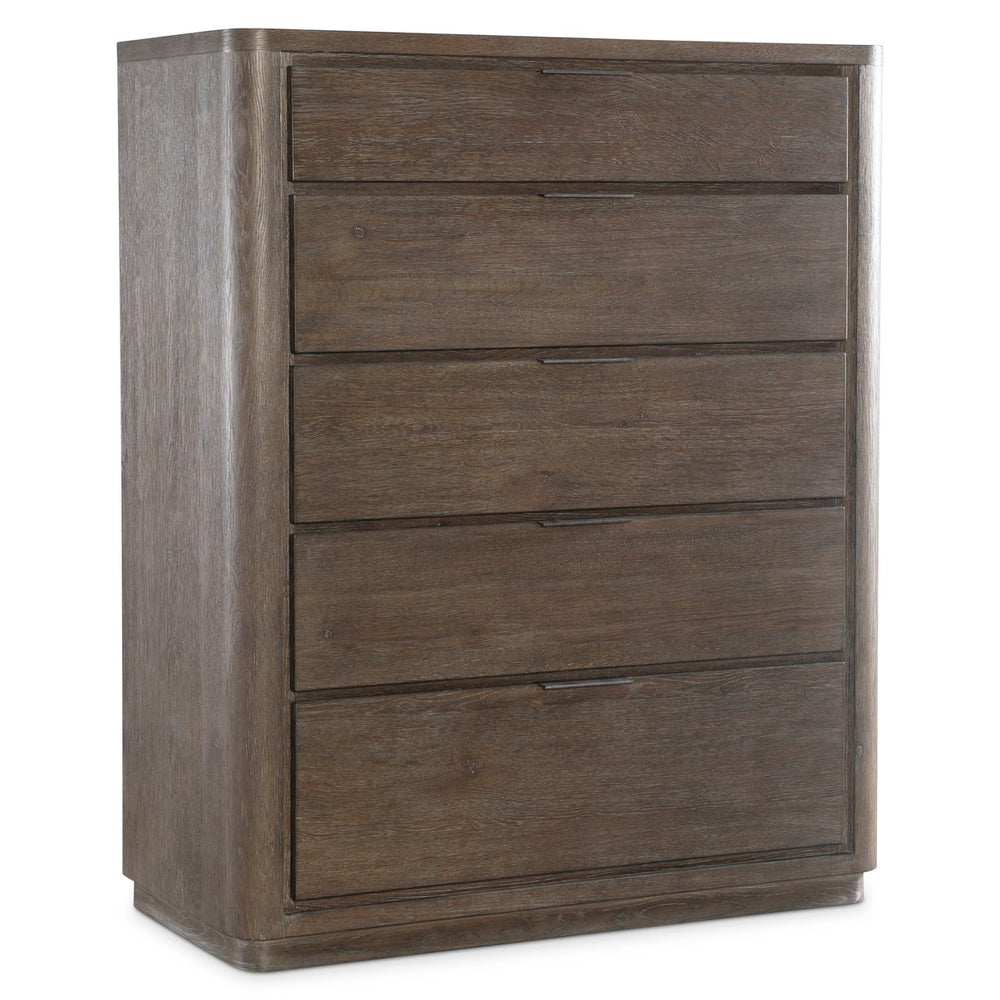 Bernhardt Bernhardt Outline Tall Drawer Chest Reimagined: 5-Drawer Wire-Brushed Oak With Soft-Close Slides, Cassel Finish, Textured Atra Pulls 360146