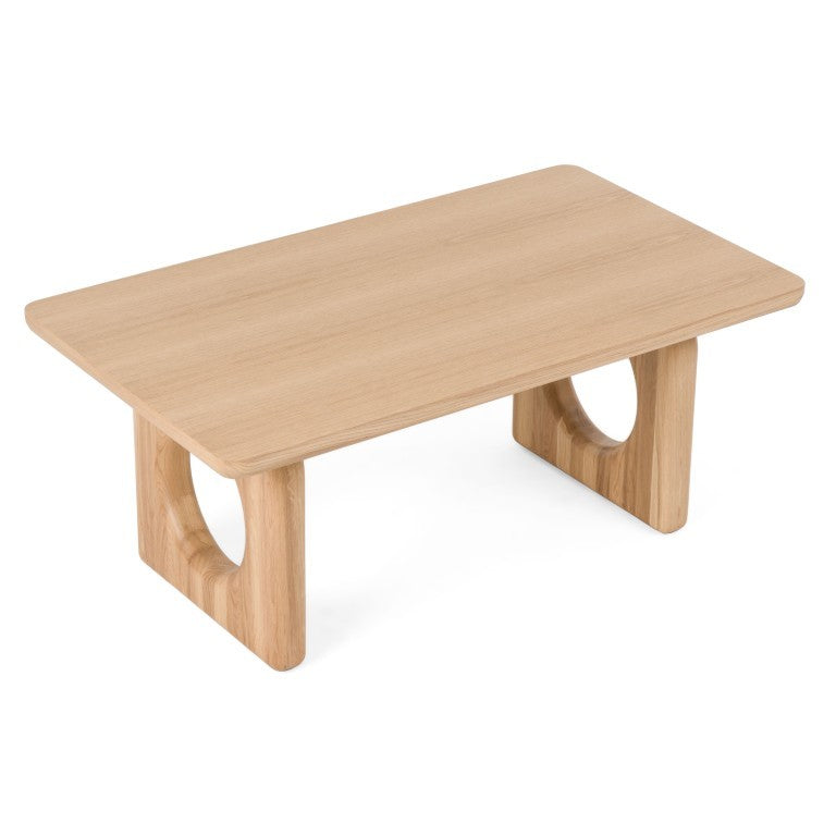 VIG Furniture Washington Modern Natural Oak Coffee Table With Rounded Edges, Solid Oak Legs, White Stain Finish, Durable Design VGME121258-CT