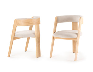 VIG Furniture Modrest Washington - Modern Cream Velvet + Natural Oak Dining Chair (Set of 2) VGME121259-CDCHR