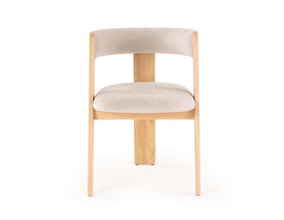 VIG Furniture Washington Cream Velvet Dining Chairs Set Of 2 — Modern Curved Back, Solid Oak Legs, No Assembly, 200Lb Capacity VGME121259-CDCHR