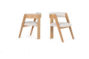 VIG Furniture Modrest Washington - Modern Cream Fabric + Natural Oak Dining Chair (Set of 2) VGME121259-CRM-DC