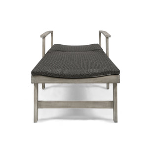 English Elm Christopher Knight Home® - Hampton Stylish Wood & Wicker Chaise Lounge - Durable, Adjustable, Weather-Resistant Outdoor Seating 63763.00LMBLK