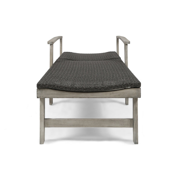English Elm Christopher Knight Home® - Hampton Stylish Wood & Wicker Chaise Lounge - Durable, Adjustable, Weather-Resistant Outdoor Seating 63763.00LMBLK