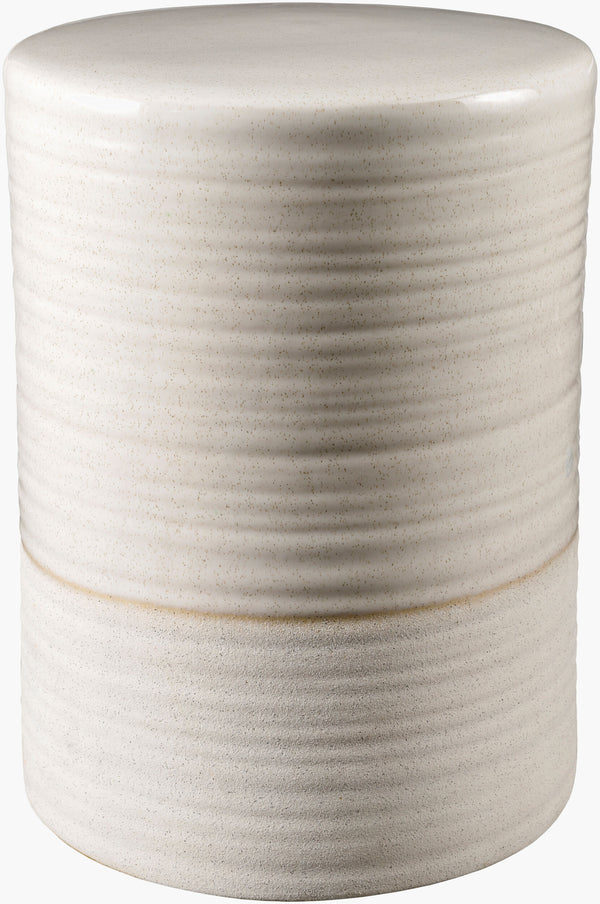 Surya Waverly 18"H Ceramic Garden Stool - Modern Minimalist Design For Indoor & Outdoor Chic Decor Top, Cream Ceramic,Ceramic Wav345-171313