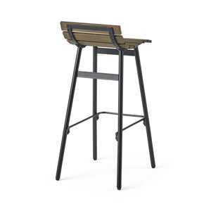 English Elm Christopher Knight Home® - NORDIC Camron 35" Wooden Barstool Set of 2 – Gray Acacia Seat with Black Iron Legs, Industrial Elegance 65564.00GRY