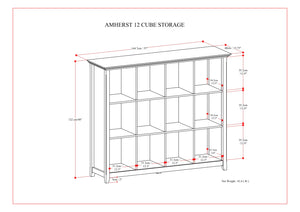English Elm Amherst 12-Cube Storage Bookcase - Stylish Hickory Brown Solid Wood Organizer For Any Room B136P158349