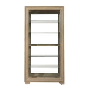 Light Wood Modern 5-Shelf Sliding Door Curio with LED Light Brown with Light Wood P021767 Pulaski Furniture